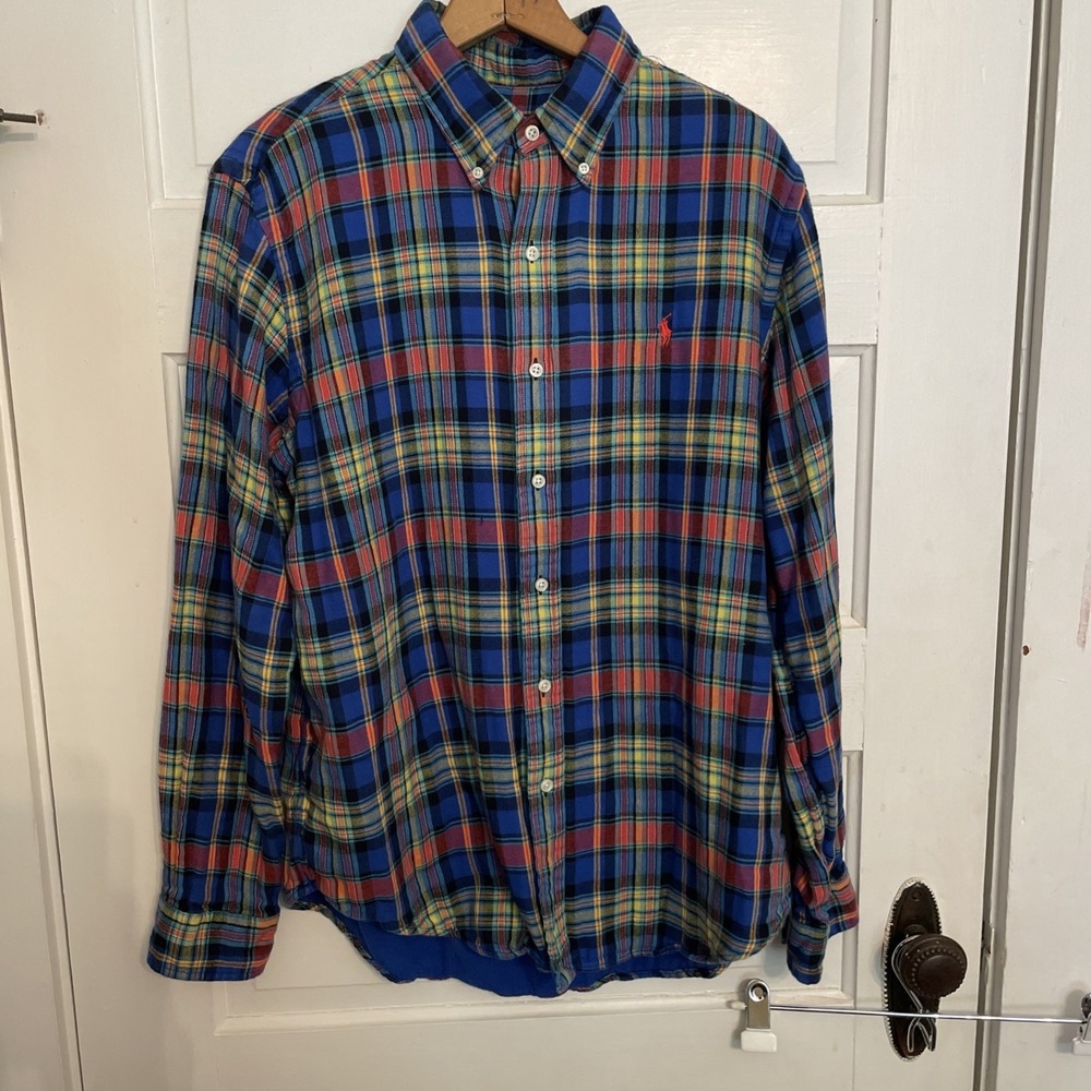 Vintage Polo Ralph Lauren Flannel Shirt | Bright Color | Large Lined Pony - Picture 10 of 10